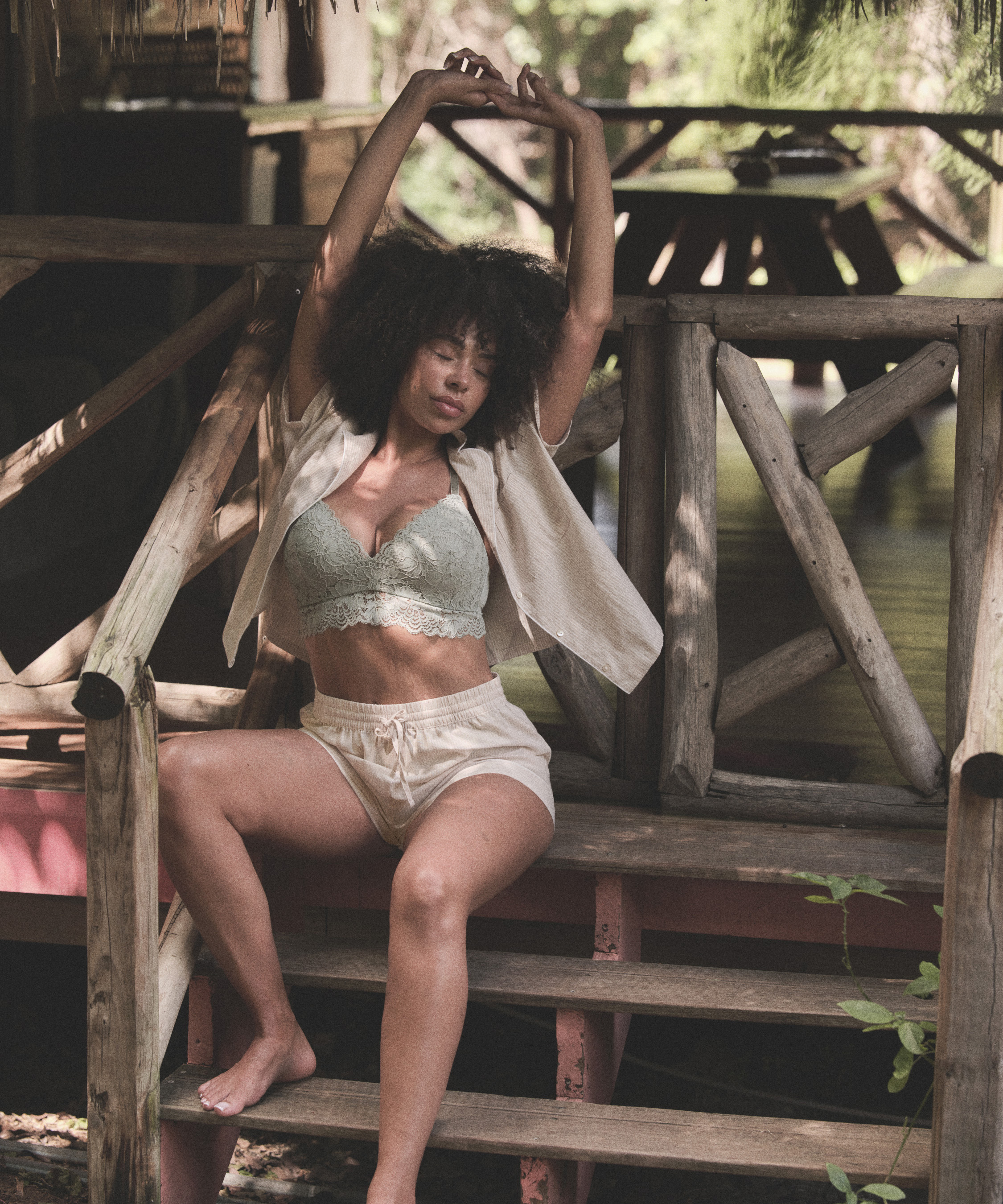 katoenen pyjama top, Beige, main