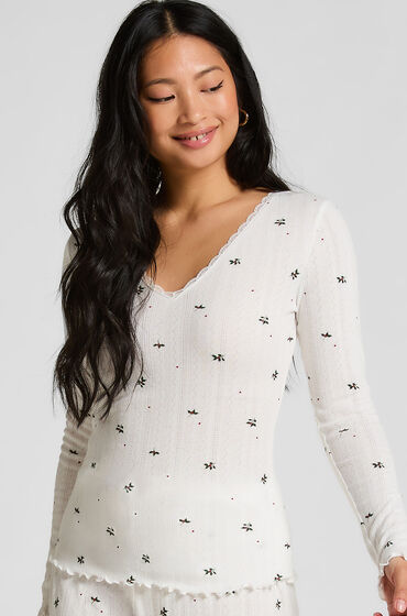 Hunkemöller Pyjamatop Pointelle Wit thumbnail