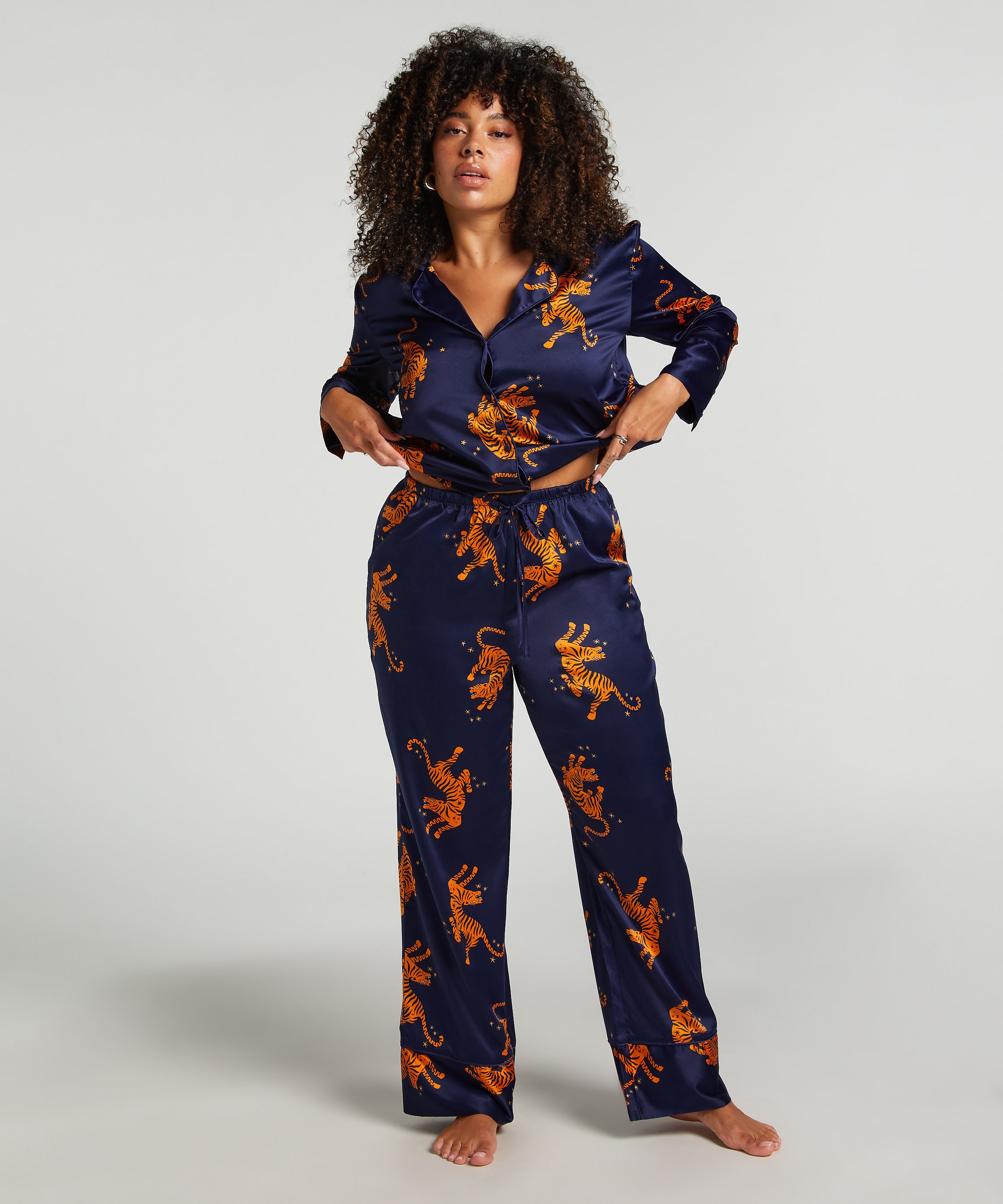 Pantalon Satin, Bleu, main