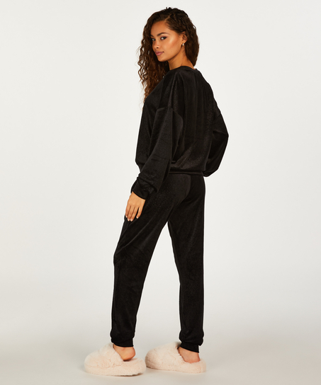 Joggingbroek Velours, Zwart