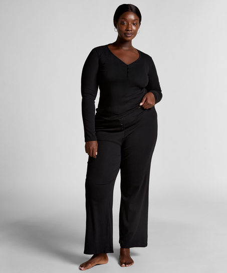 Haut de pyjama Henley, Noir