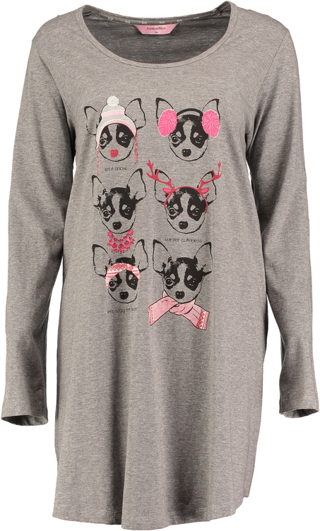 Nachthemd Ronde hals longsleeve, Grijs