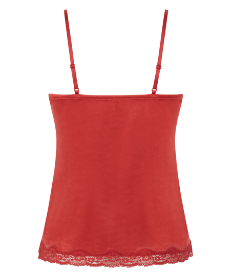 Camisole velours Dentelle, Rouge