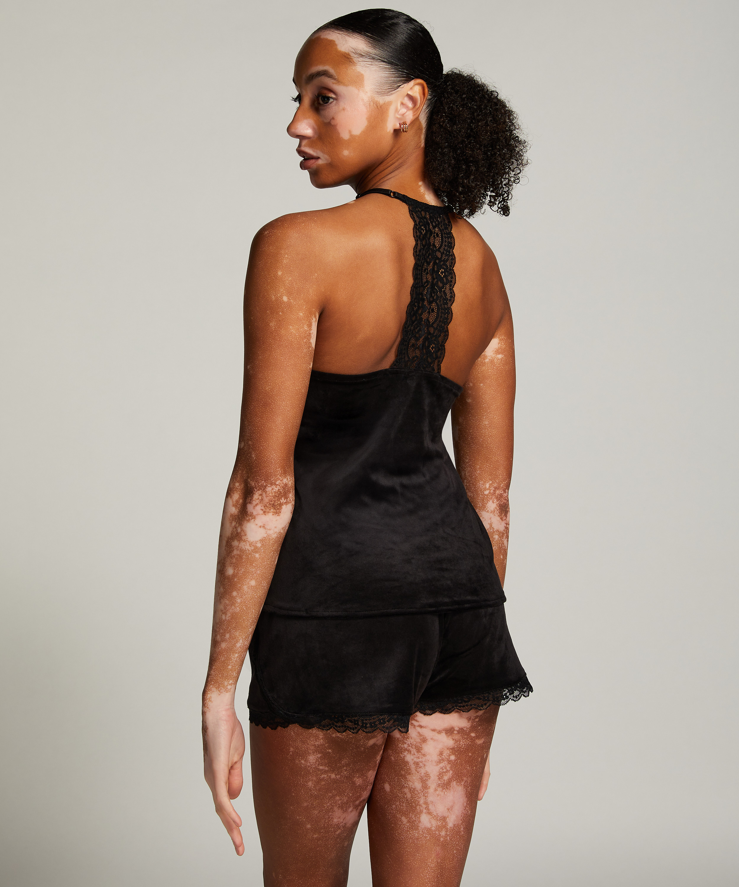 Top Velours Lace, Noir, main