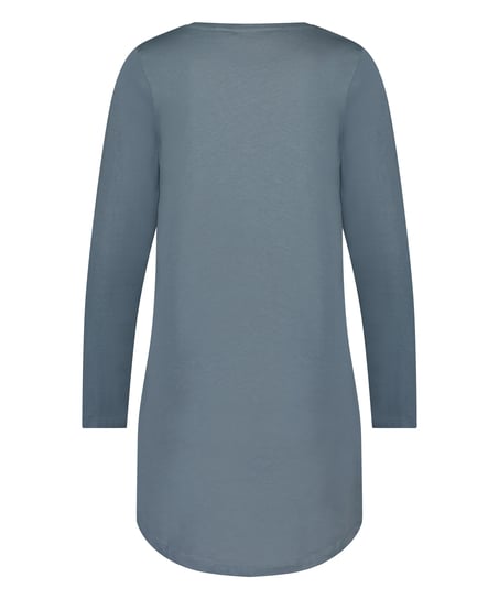Chemise de nuit &agrave; d&eacute;collet&eacute; arrondi, Bleu