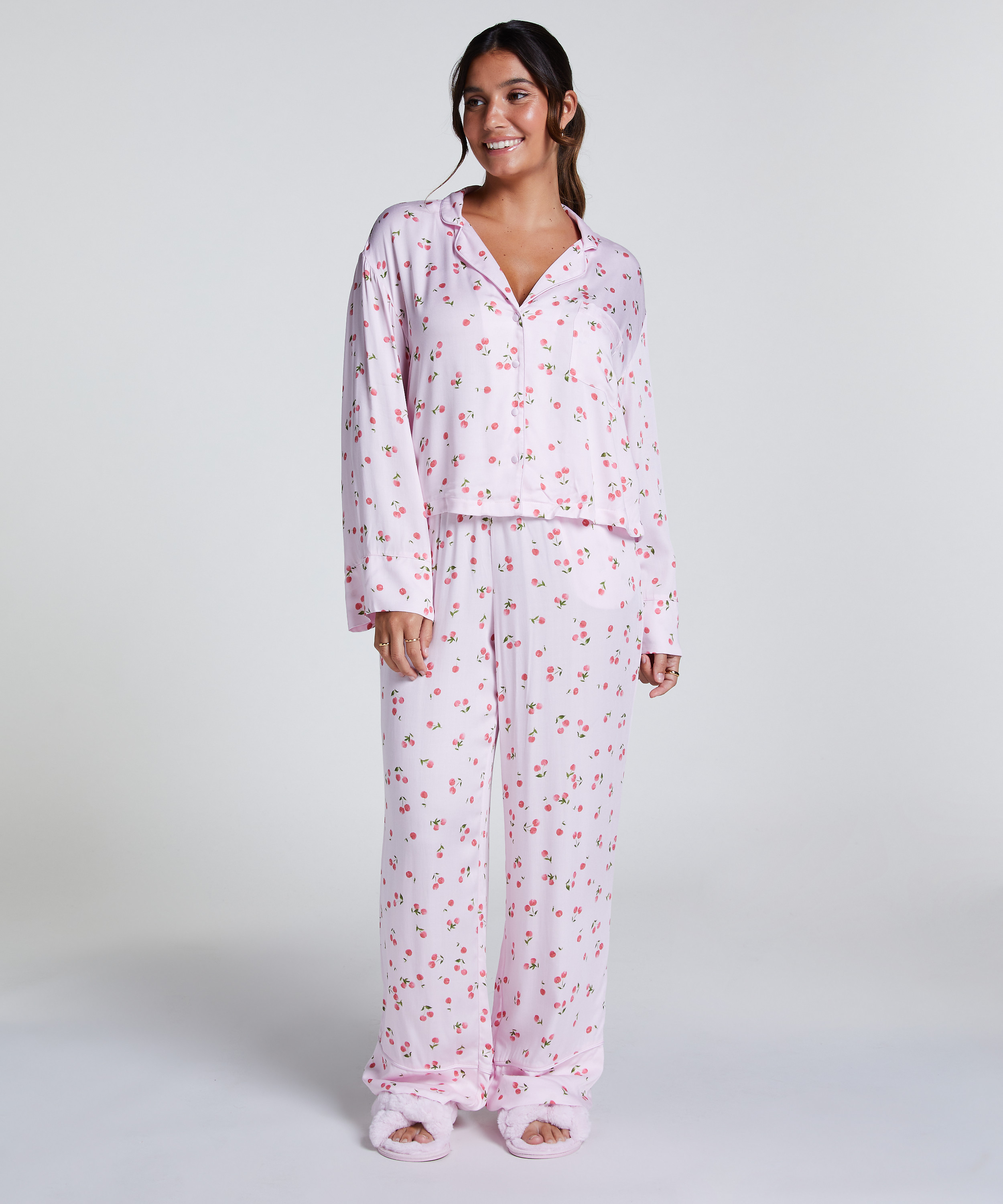 Jacket lange mouwen Satijn, Roze, main