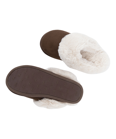 Muiltje van imitatiebont Betty, Bruin