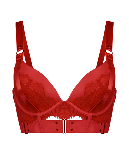 Soutien-gorge push-up à armatures préformé longline Occult, Rouge
