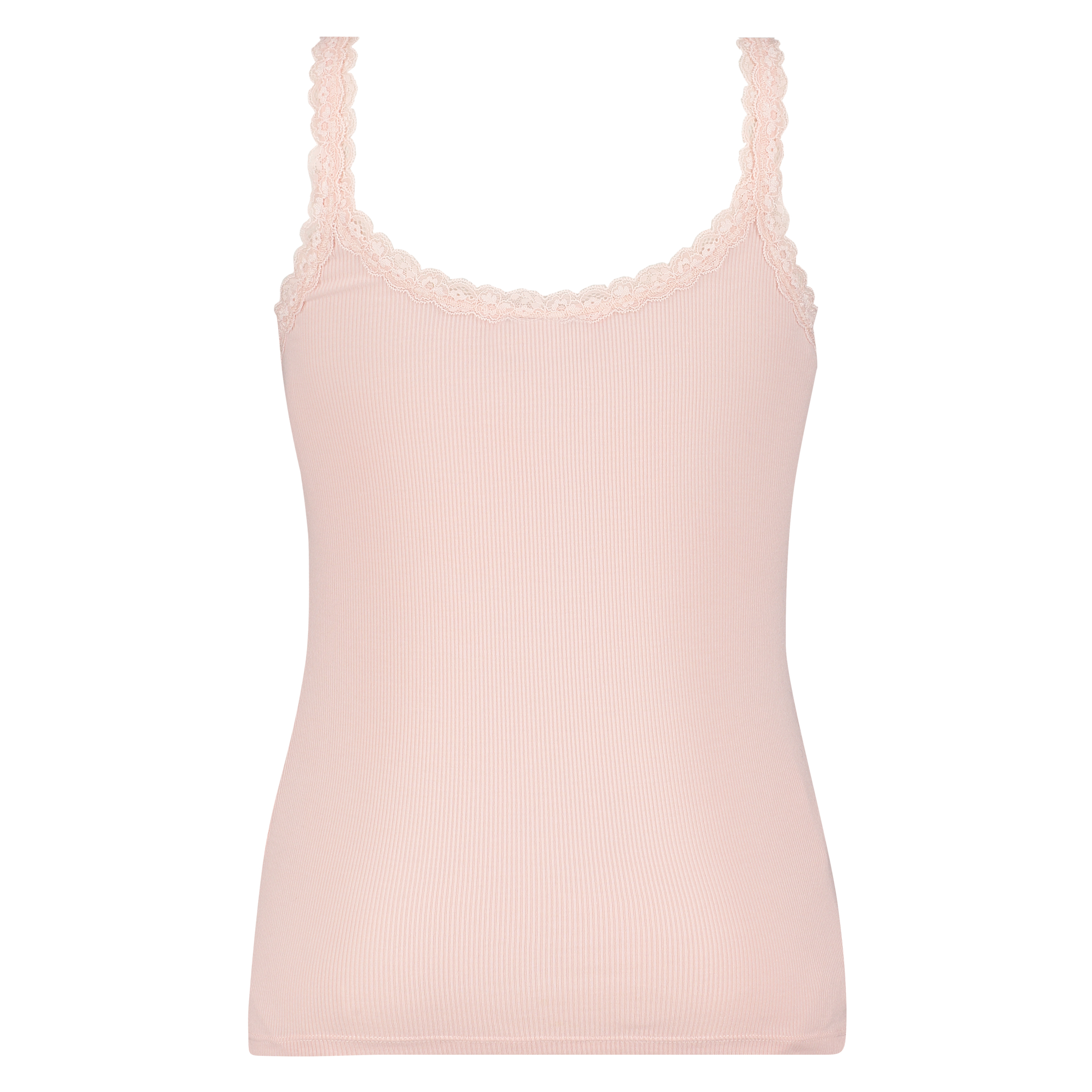 Singlet top cami rib lace, Rose, main