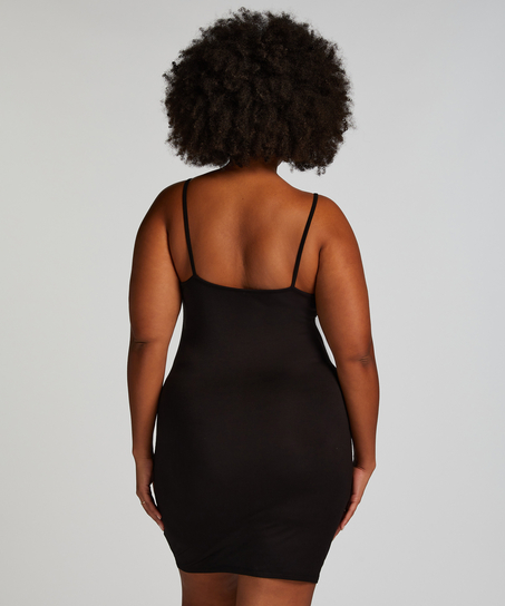 Slipdress Henley, Zwart