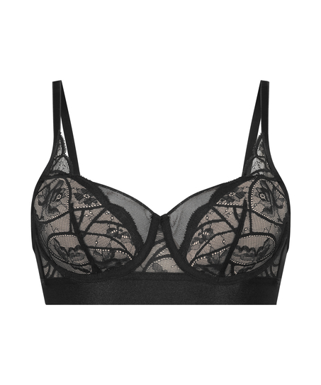 Voorgevormde longline beugel bh Luna, Zwart