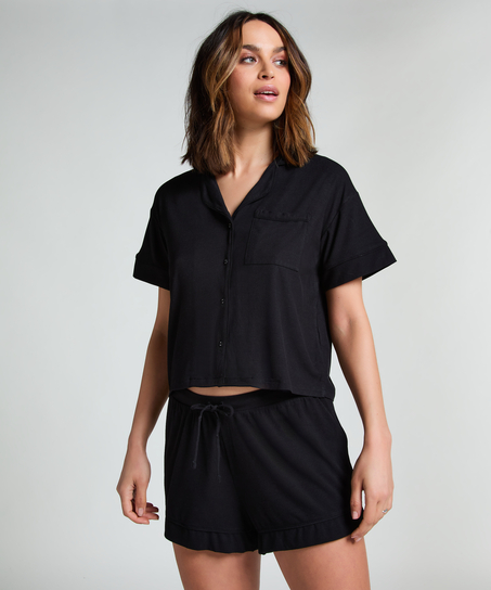 Short Jersey Rib Essential, Zwart