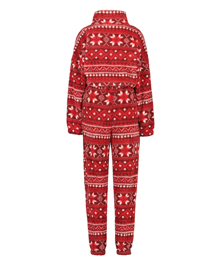 Onesie en flanelle et polaire Fairisle, Rouge