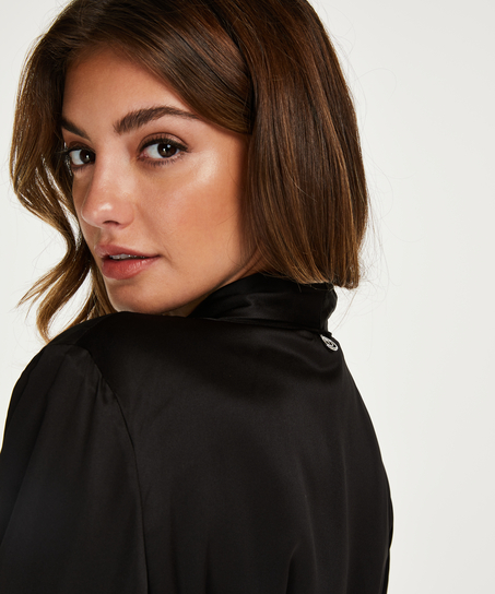 Badjas satijn velours Doutzen, Zwart