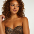 Haut de bikini push-up rembourré sans bretelles Leopard, Brun