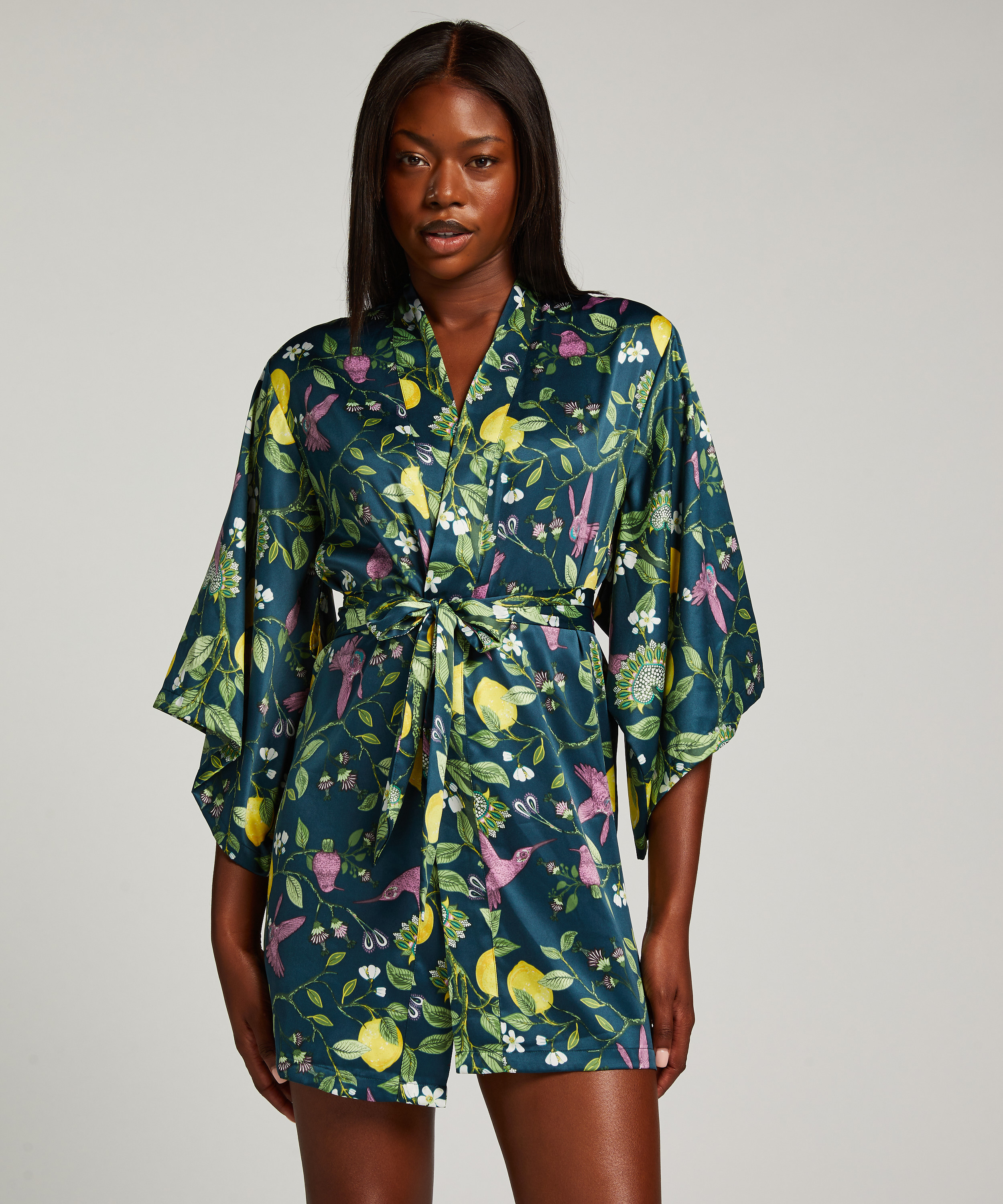 Kimono Satin, Blauw, main