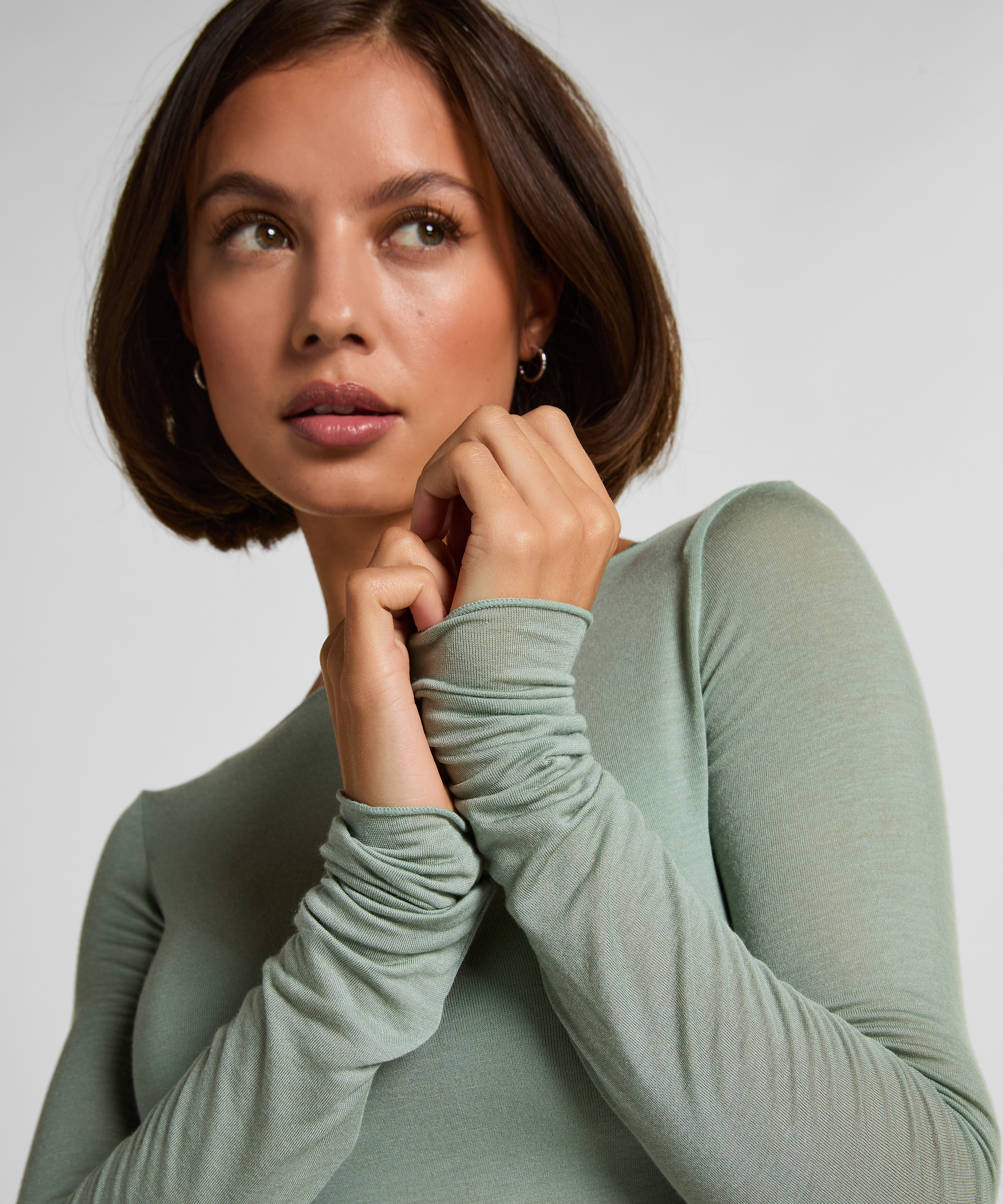 super soft Boothals shirt met Cashmere, Groen, main