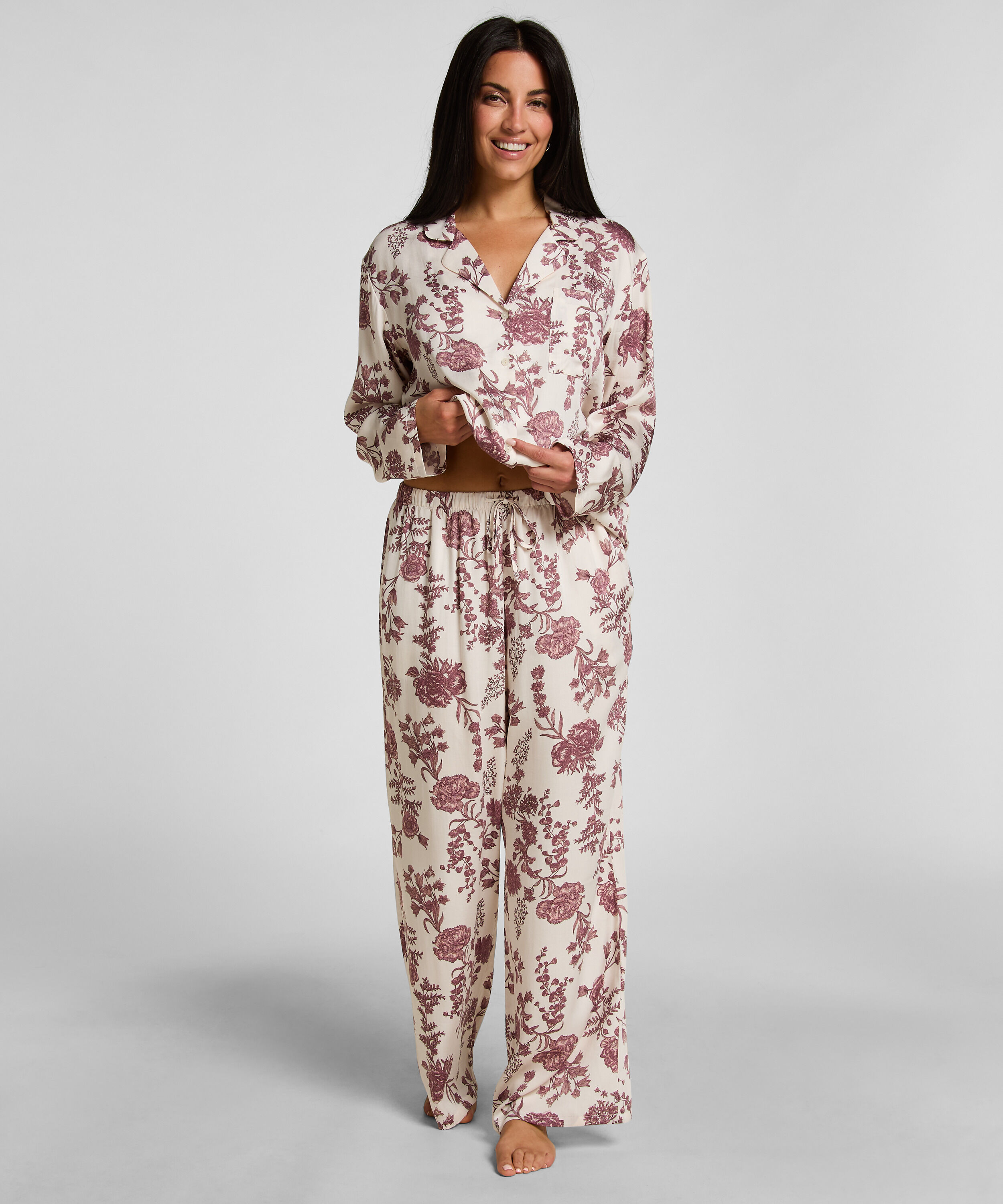Pyjamabroek Woven Print, Beige Pyjamabroek Woven Print, Beige
