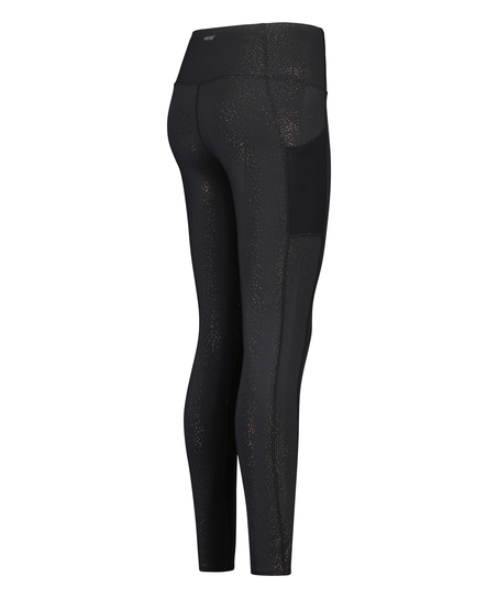 HKMX High waisted sportlegging Gouden Glitter, Zwart