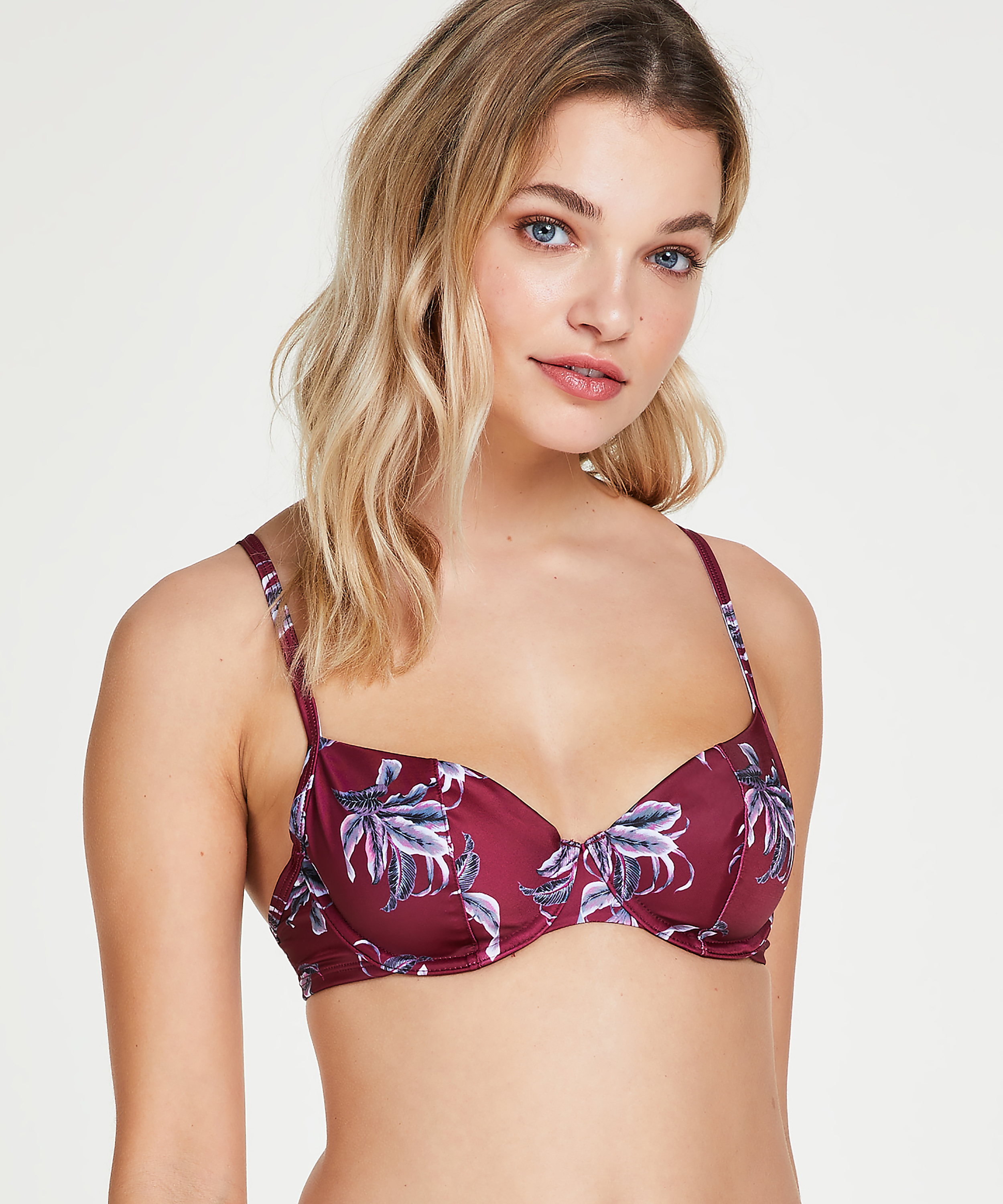 Niet-voorgevormde beugel bikinitop Tropic glam, Rood, main