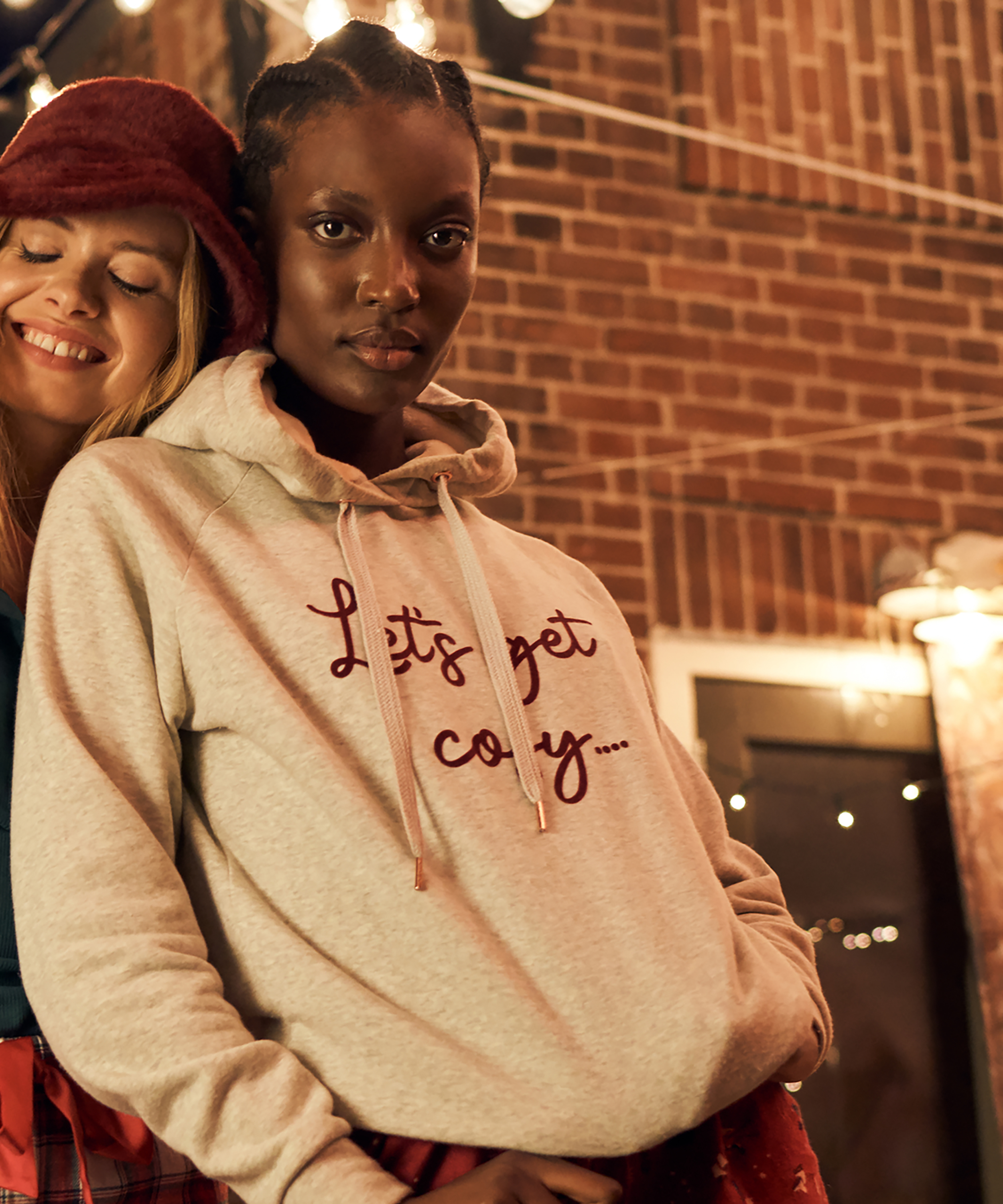 Lange mouwen Hoodie, Beige, main