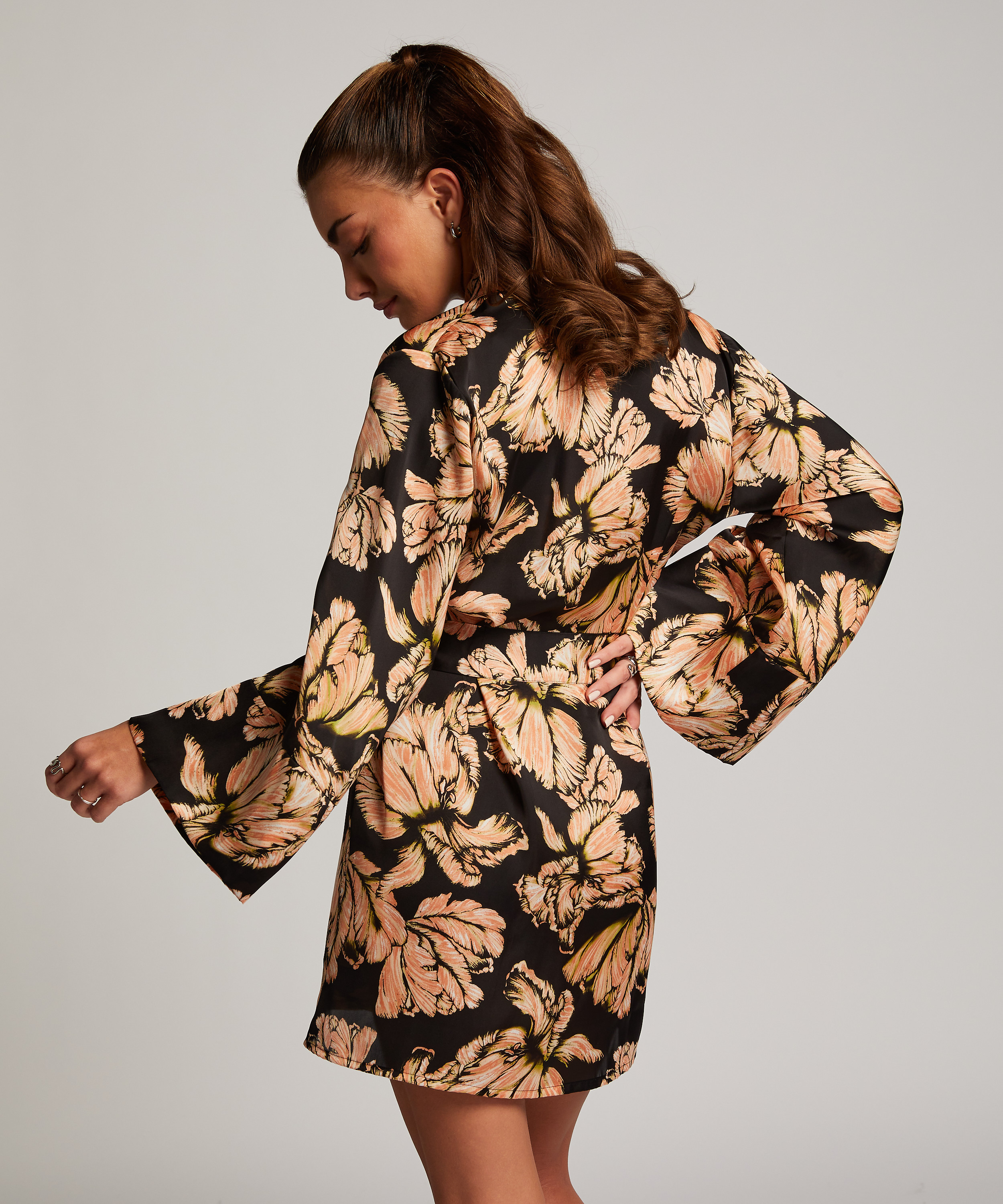 Kimono Satin, Zwart, main