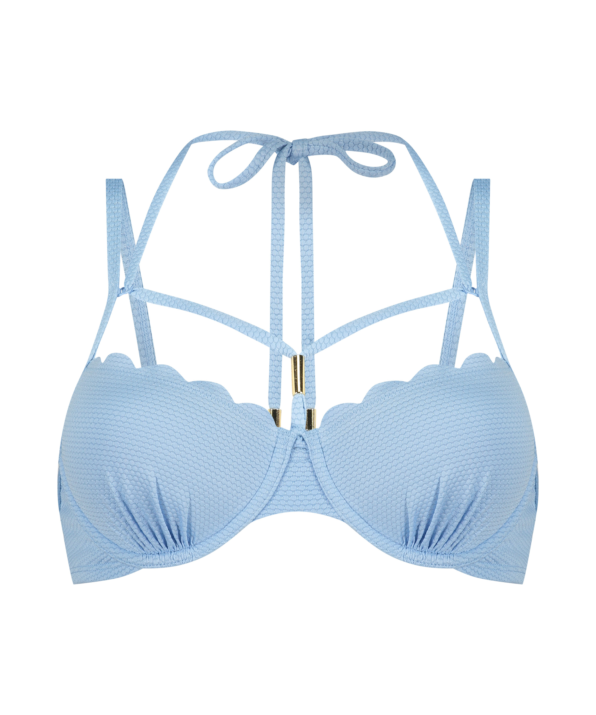 Voorgevormde beugel bikinitop Scallop, Blauw, main