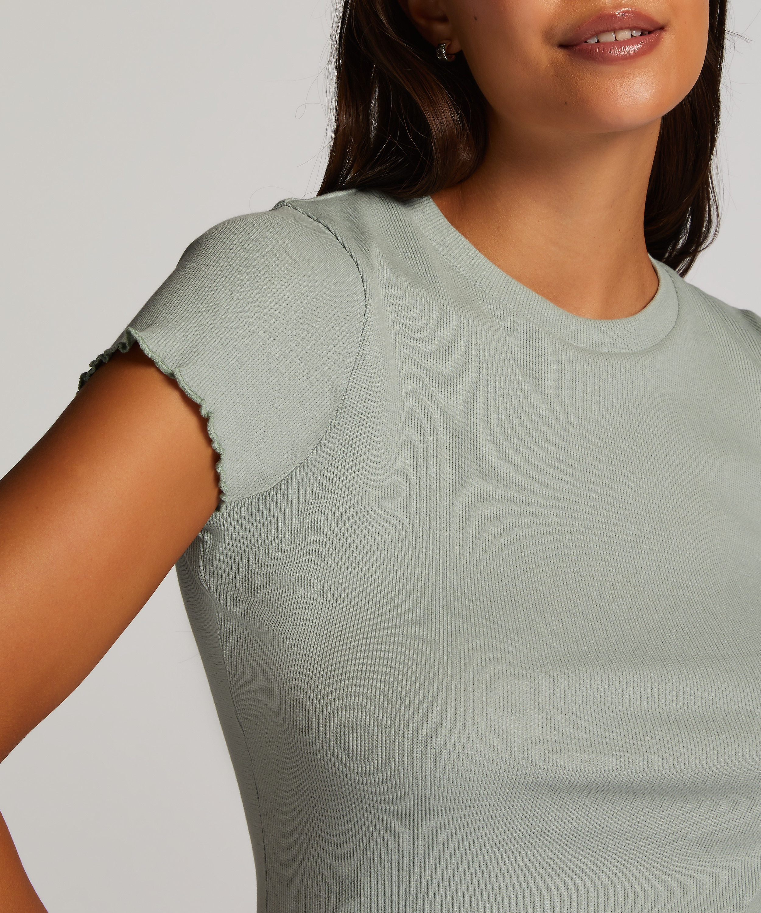 Katoenen shirt met korte mouwen, Groen, main