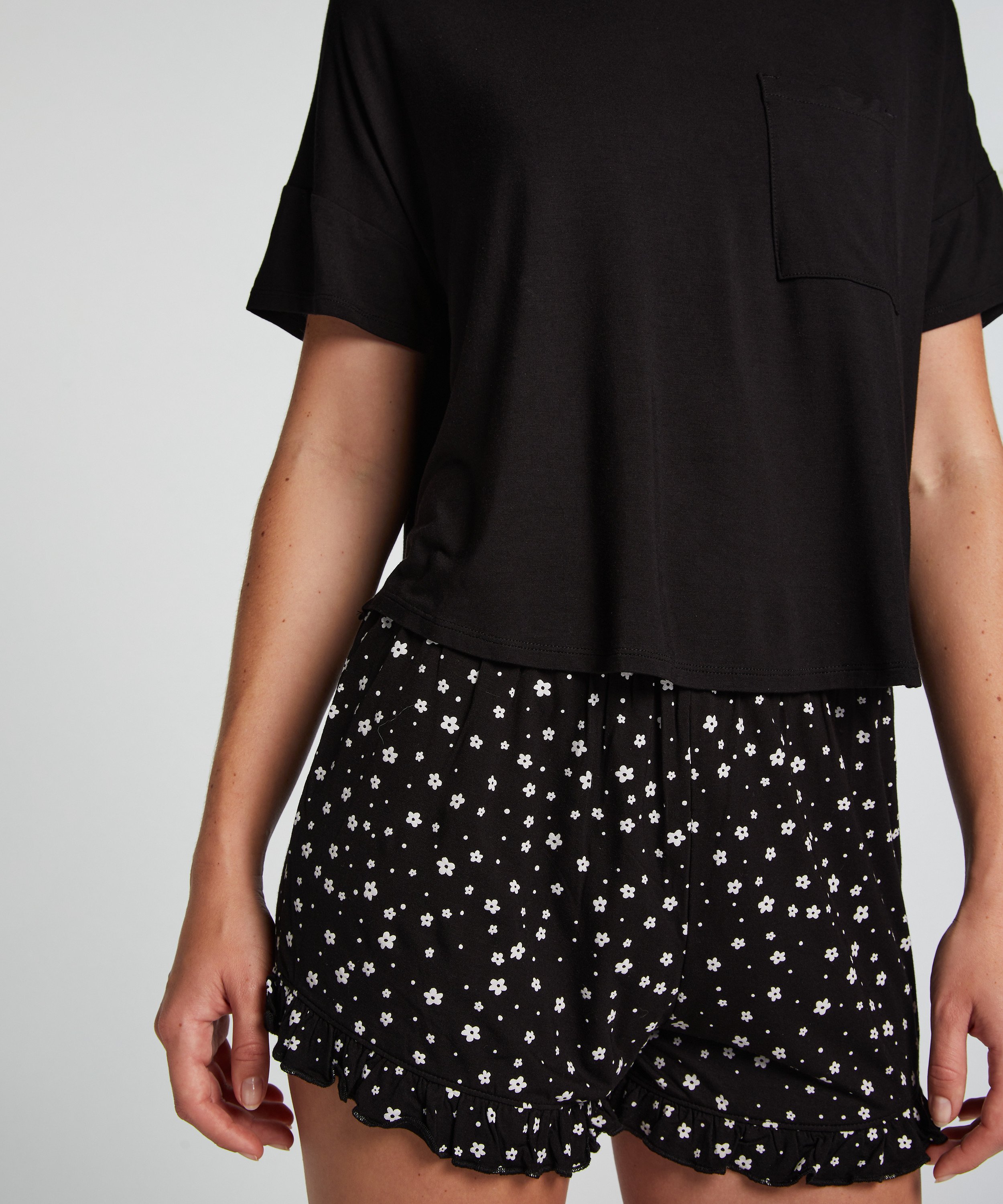 Ensemble de pyjama court, Noir, main