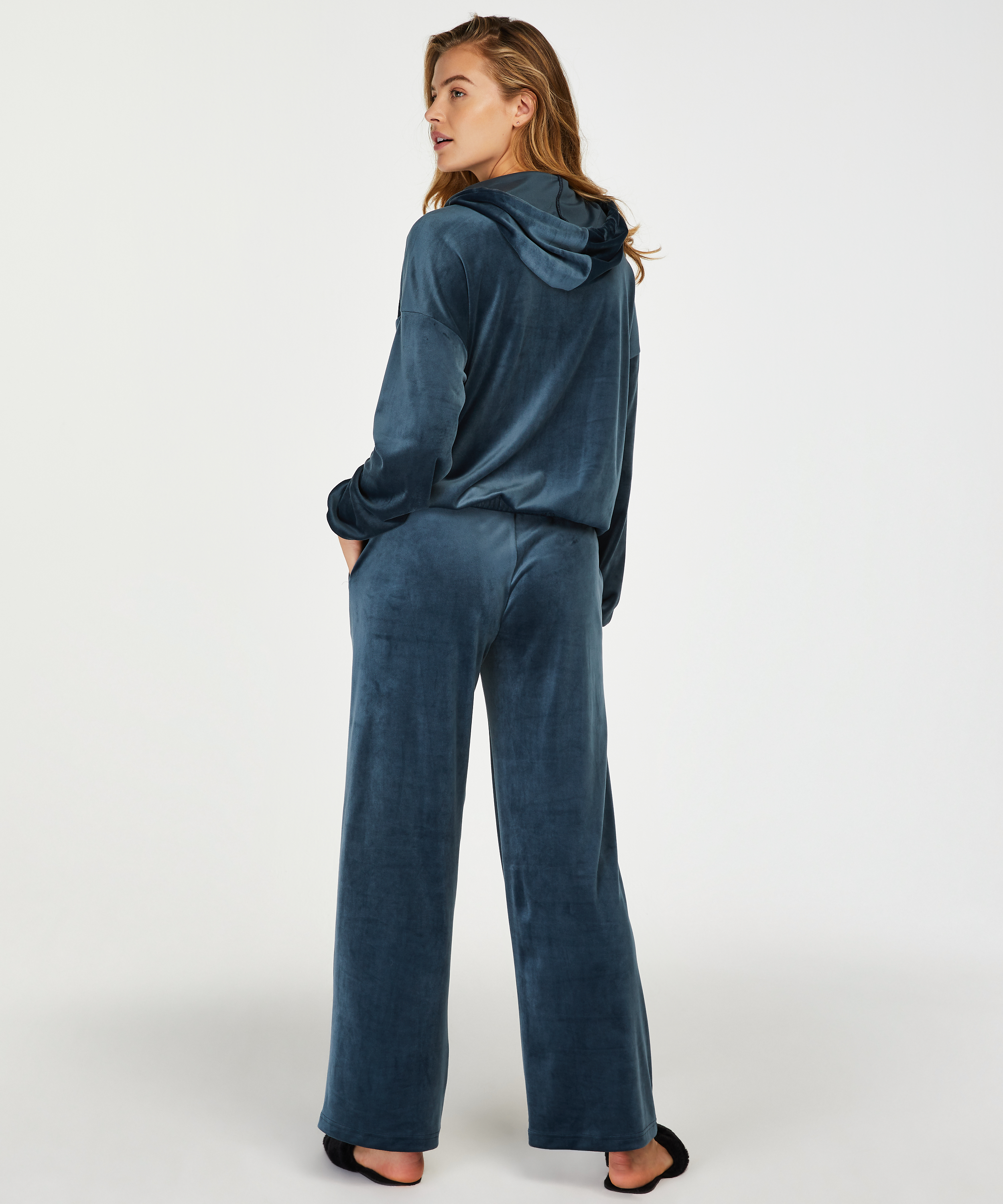 Pyjamabroek velours, Blauw, main