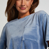 Top Velours Pocket, Blauw