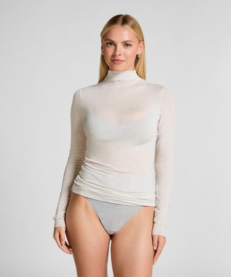 Haut avec cachemire à col roulé super soft, Gris