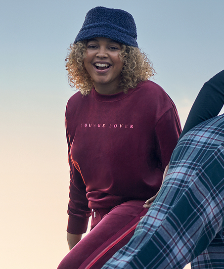 Top Velours lange mouwen, Rood