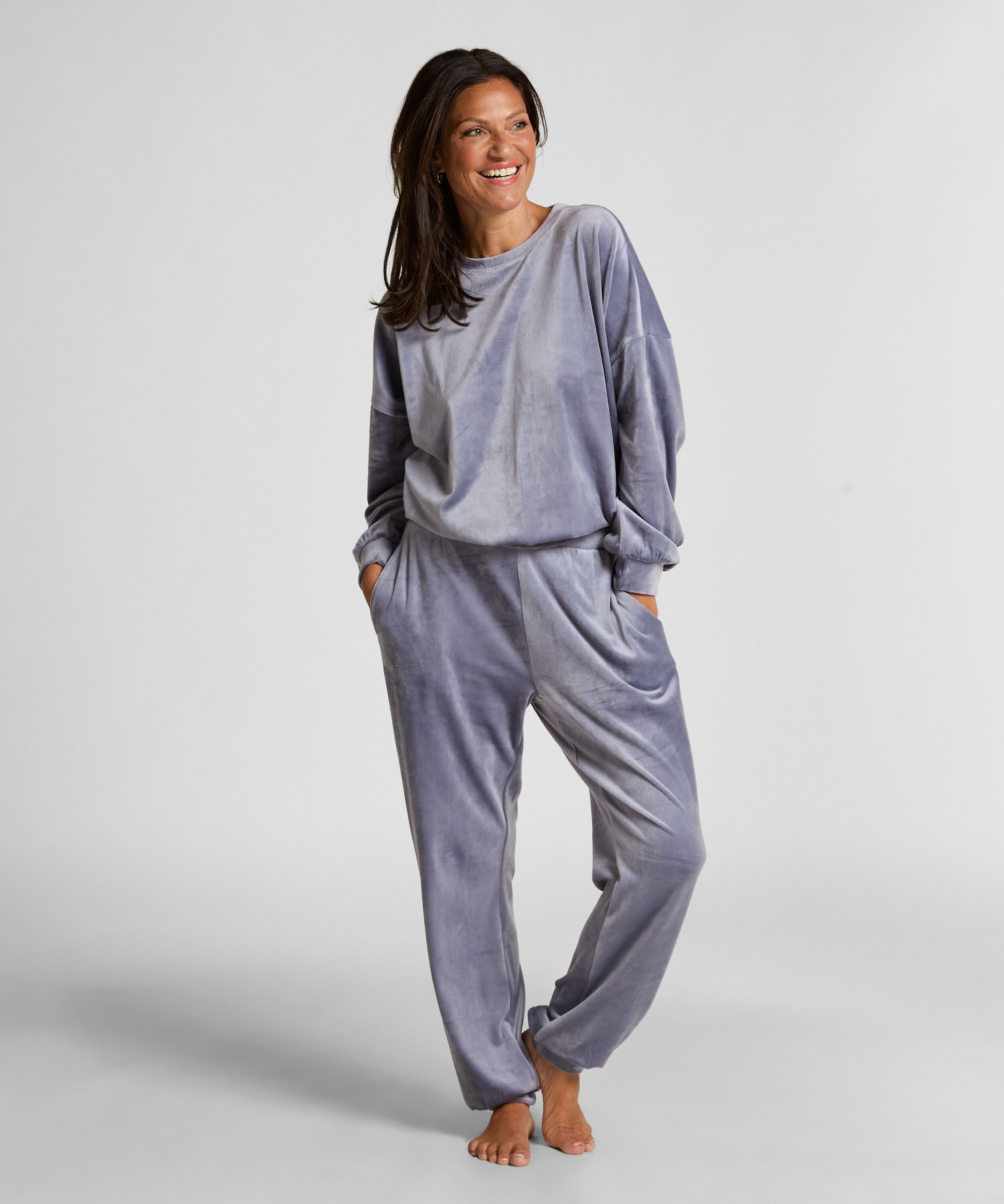 Joggingbroek Velours, Blauw