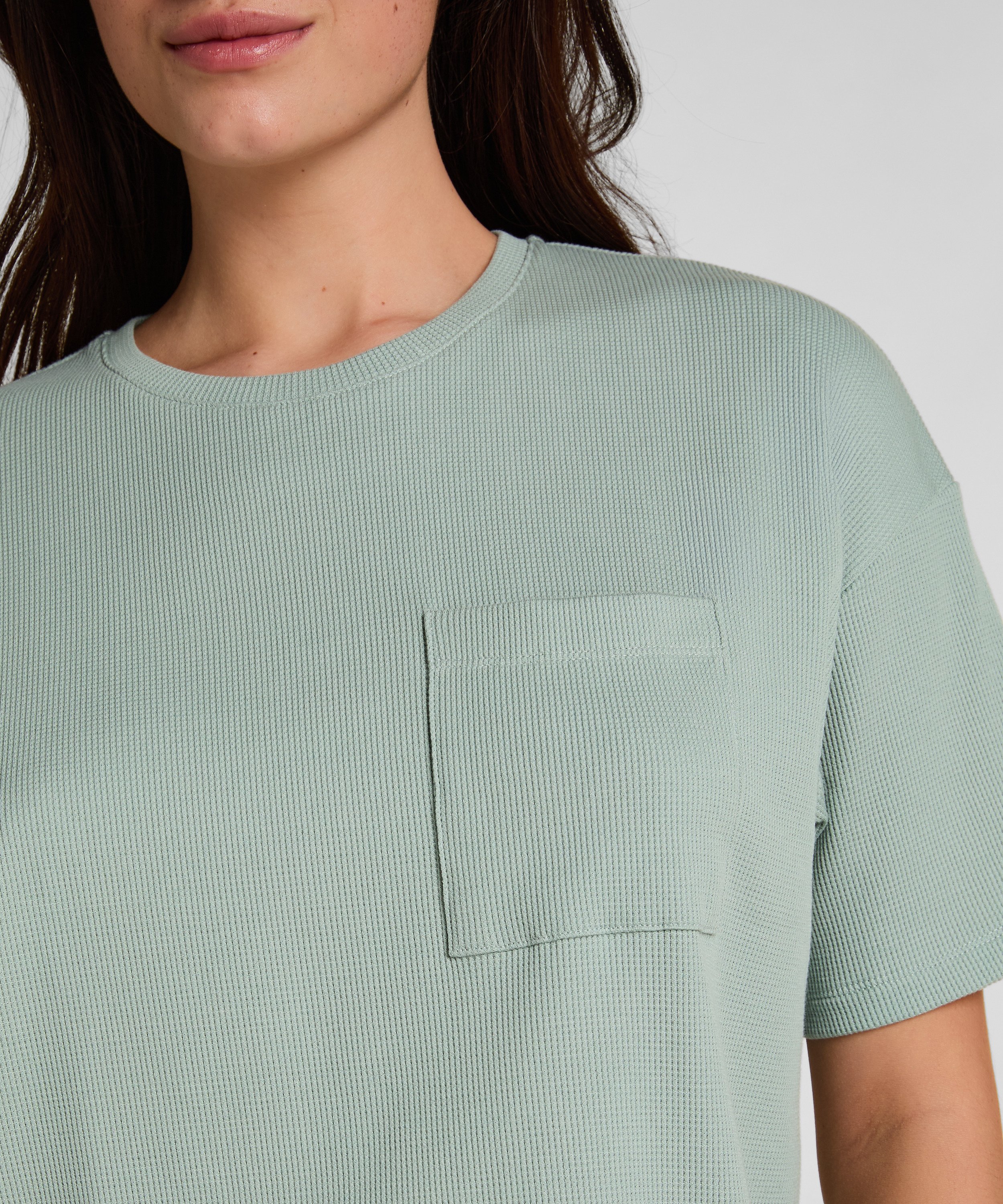 Pyjama Top Waffle, Groen, main