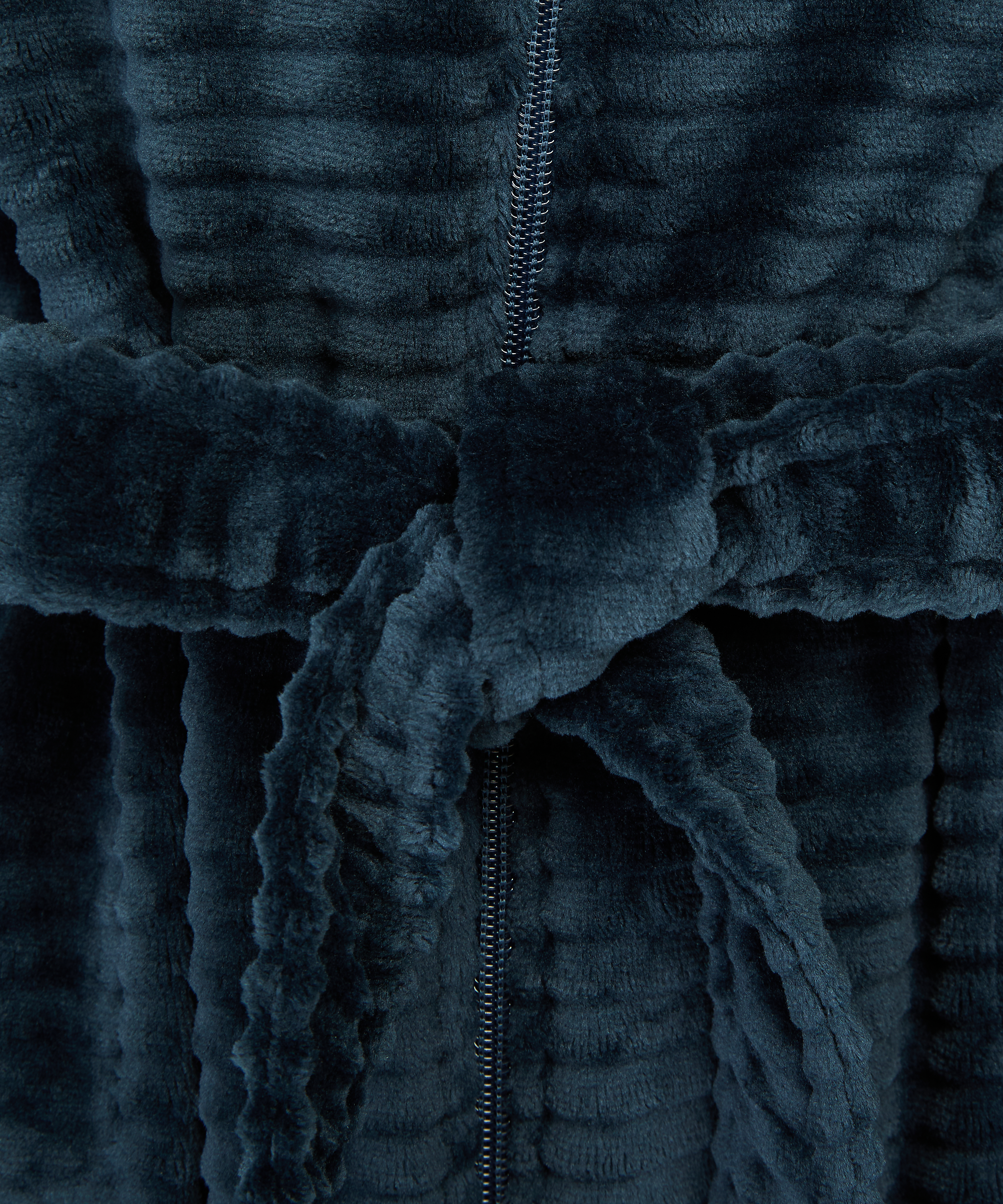 Peignoir en molleton avec fermeture éclair, Bleu, main