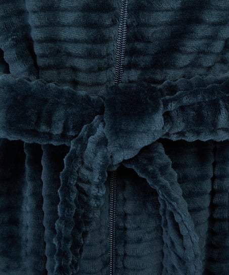 Peignoir en molleton avec fermeture éclair, Bleu