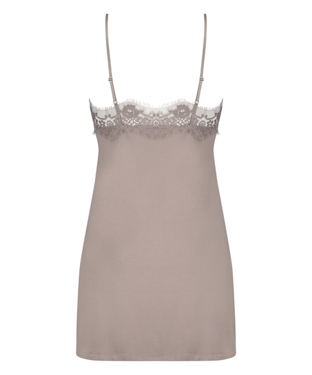 Slipdress Modal Lace, Bruin