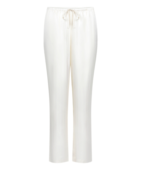 Pantalon &agrave; rayures en satin, Blanc