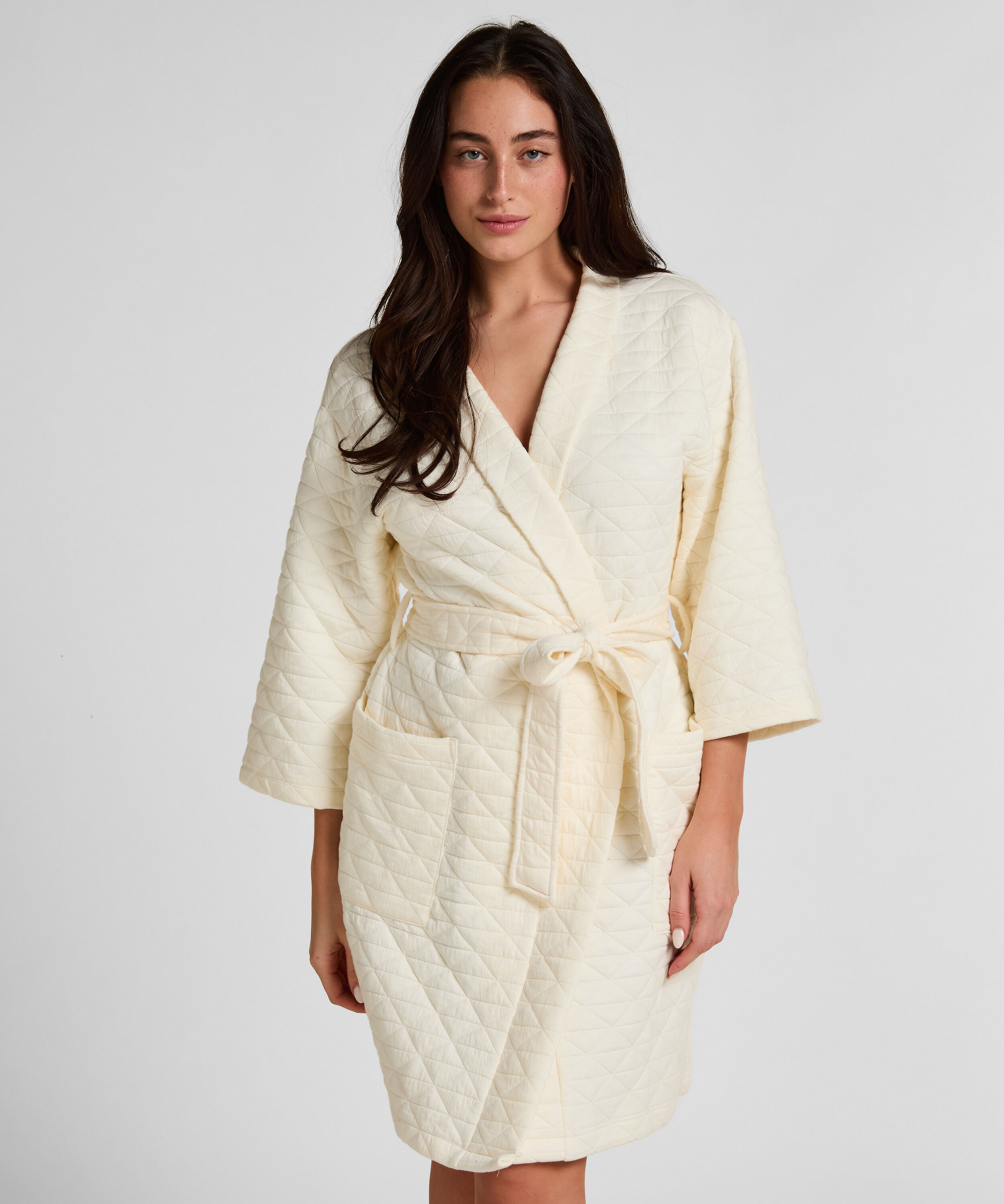 Robe de Chambre Matelassée, Blanc Robe de Chambre Matelassée, Blanc