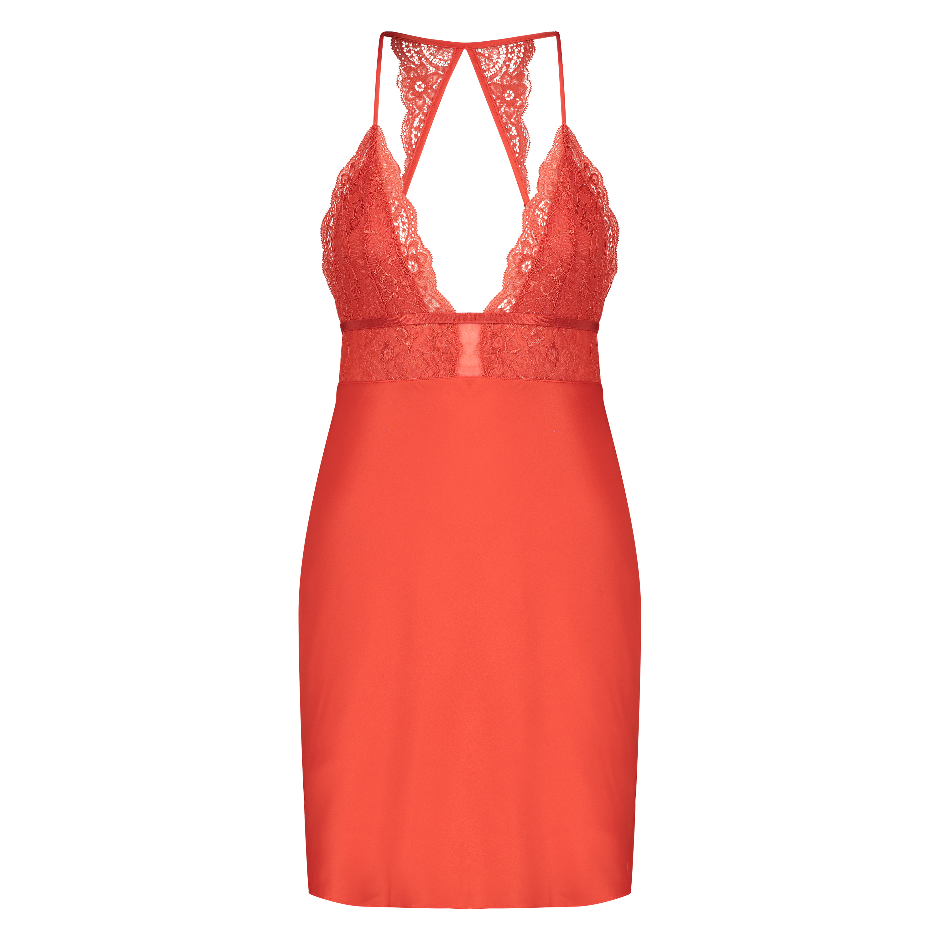 Slipdress Satin Lace, Rood, main