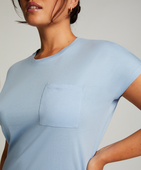 Chemise de nuit col rond, Bleu