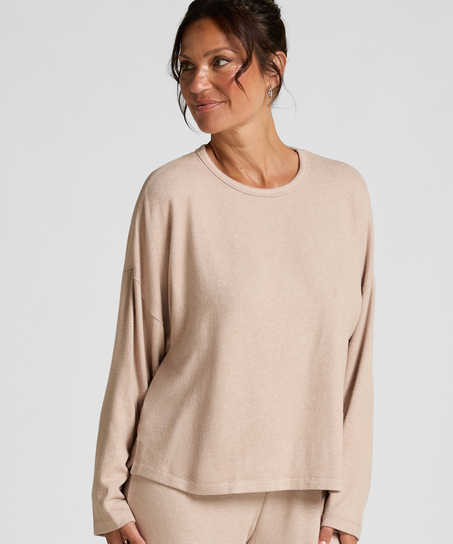 Pyjama top lange mouwen jersey, Beige