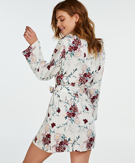 Kimono woven blossom, Wit