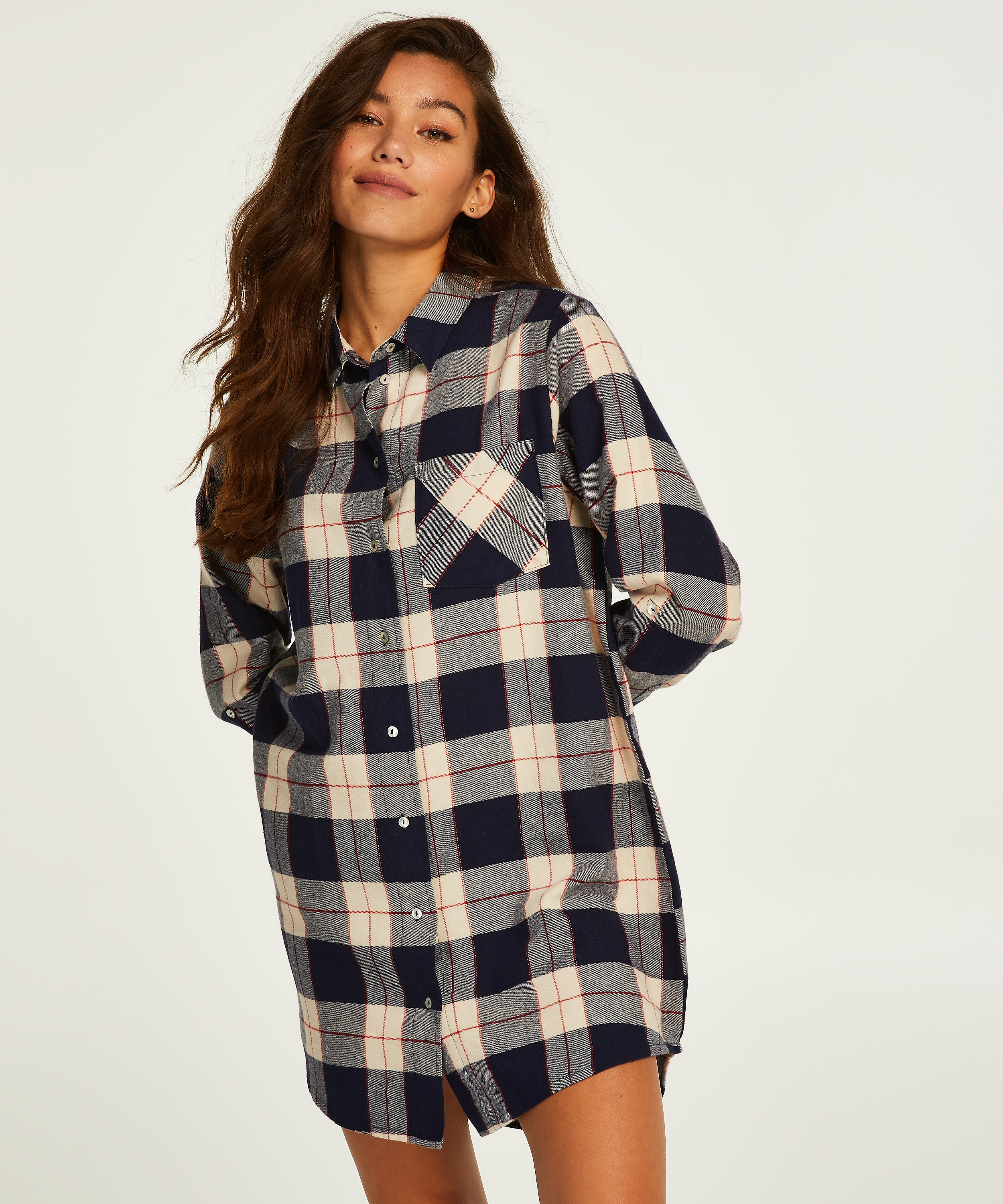 Chemise de nuit Boyfriend Check, Bleu, main