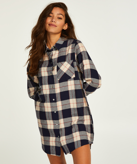 Chemise de nuit Boyfriend Check, Bleu