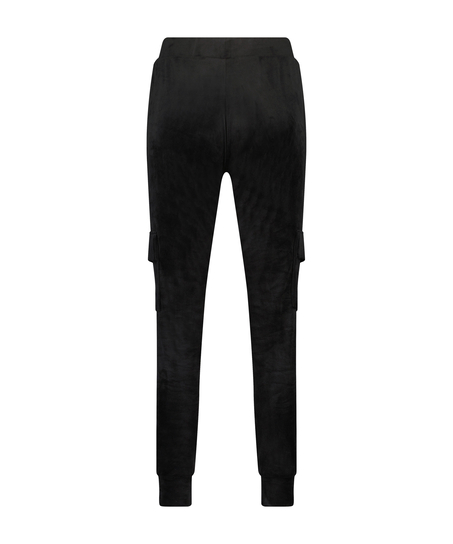 Tall Joggingbroek Velours, Zwart