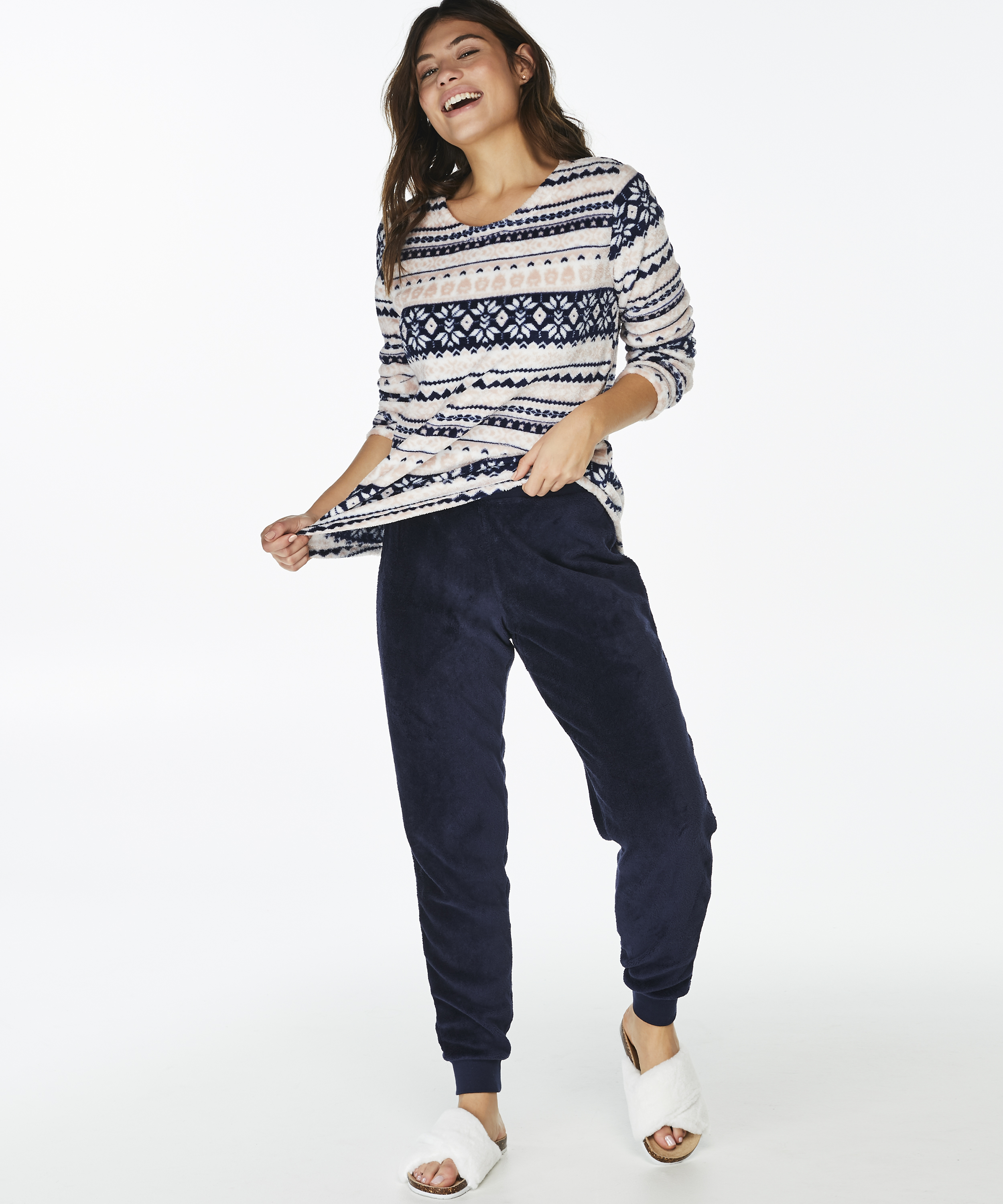 PJ Fleece Fairisle, Roze, main