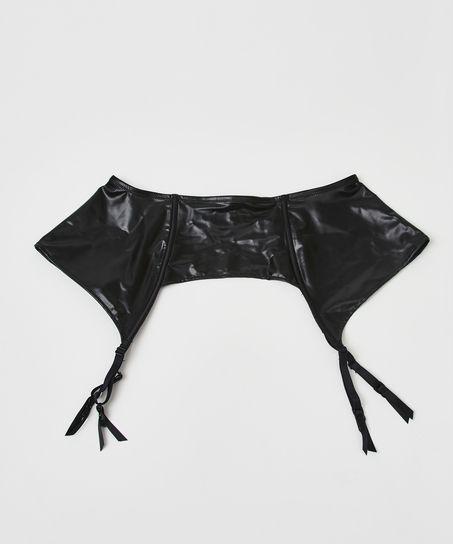 Porte-jarretelles Private aspect cuir, Noir