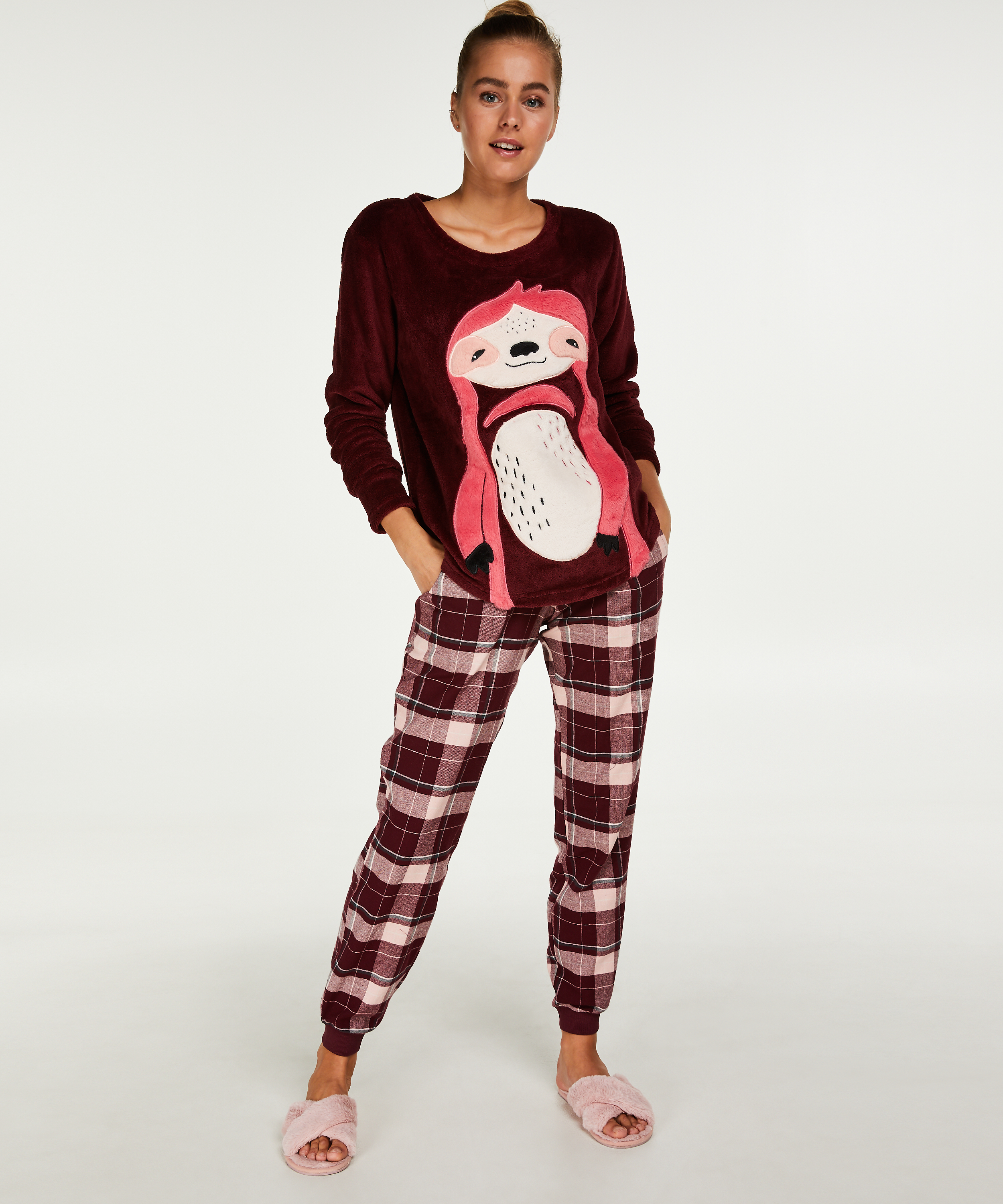 Trui fleece lang, Rood, main